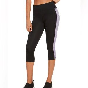 black and purple capri style leggings